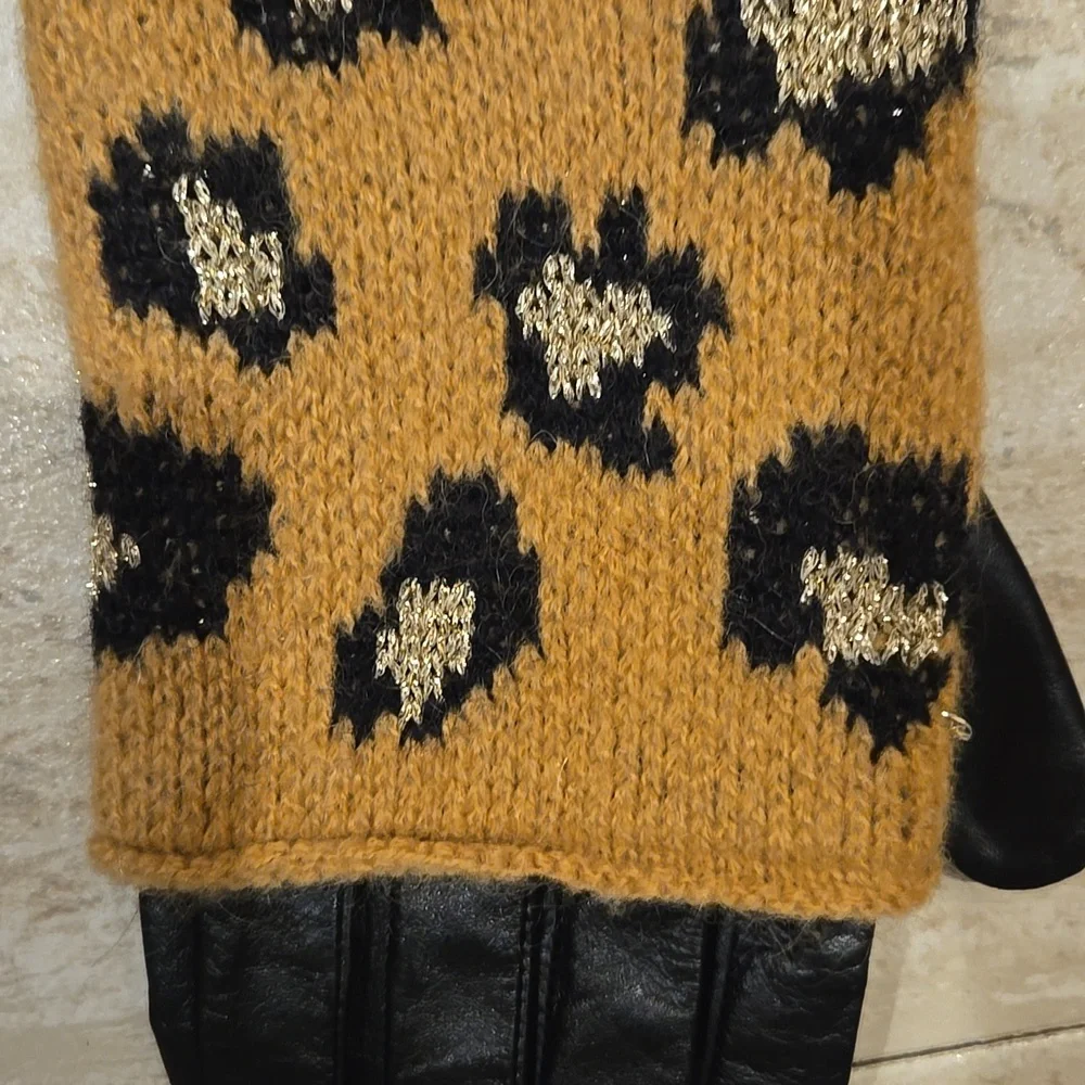 NWT Juicy Couture Los Angeles Black Label Leopard Mitt Gloves - Picture 2 of 10